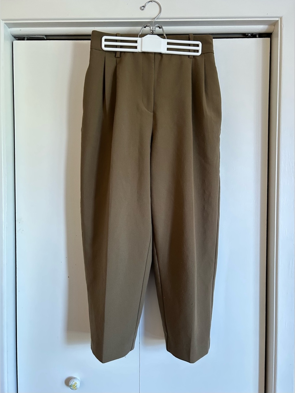 Zara Olive Green Pleated Dress Pants